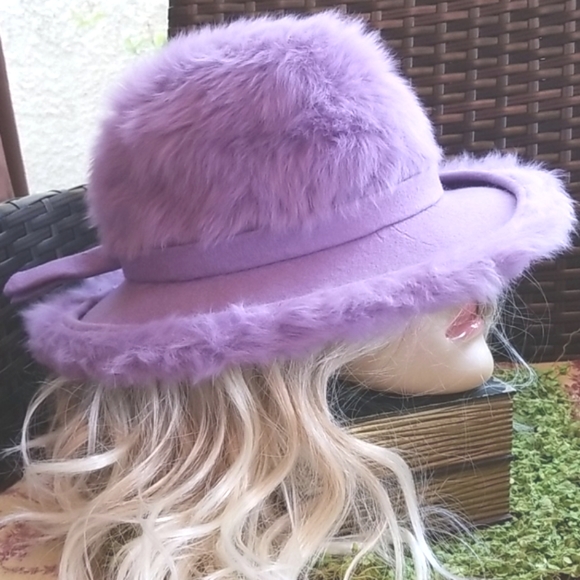 60s Miss DIOR by Christian Lilac Wisteria Angora Mod Mohair Fur Union Purple Hat - Picture 4 of 12